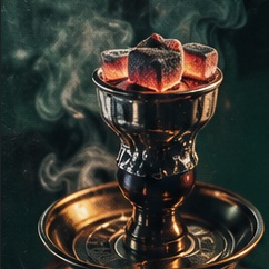 Dumanlı fonda nargile